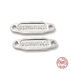 Platinum 925 Sterling Silver Links, Chain Tabs, with 925 Stamp, Platinum, 8.5x2.5x0.5mm, Hole: 0.7mm