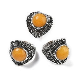 Нефрит Регулируемые кольца из натурального нефрита, без свинца и без кадмия, старинные посеребренные латунные перстни для женщин, 22.5 мм, внутренний диаметр: 17 мм