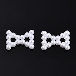 White ABS Plastic Imitation Pearl Cabochons, Bowknot, White, 12x9x2mm, about 1000pcs/bag