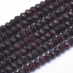 Garnet Natural Garnet Beads Strands, Rondelle, Faceted, 4x3mm, Hole: 1mm, about 102pcs/strand, 15.3 inch
