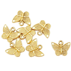 Golden Alloy Pendants, Butterfly, Golden, 11x13mm