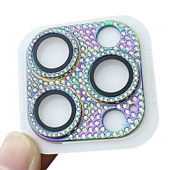Colorful Alloy Rhinestone Mobile Phone Lens Film, Lens Protection Accessories, Compatible with 13/14/15 Pro & Pro Max Camera Lens Protector, Colorful, 4x4cm