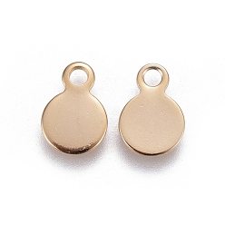 Golden 201 Stainless Steel Charms, Flat Round, Stamping Blank Tag, Golden, 10x7x0.6~0.7mm, Hole: 1.8~2mm