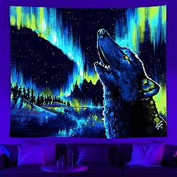 Wolf UV Reactive Blacklight Trippy Wall Hanging Tapestry, Hippie Tapestry for Home Decoration, Rectangle, Wolf, 730x950mm