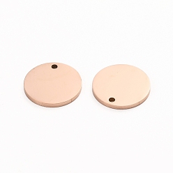 Rose Gold Ion Plating(IP) 304 Stainless Steel Charms, Polished, Stamping Blank Tag, Laser Cut, Flat Round, Rose Gold, 12x1mm, Hole: 1.2mm