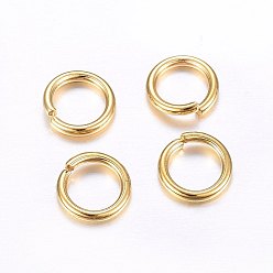Настоящее золото 24K 304 из нержавеющей стали открыты кольца прыжок, круглые, реальный 24 k позолоченный, 10x1.2 мм, 17 датчик, внутренний диаметр: 8 мм