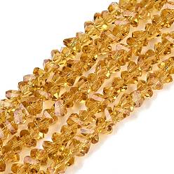 (932FM) Темно-синий аква-матовый с подкладкой Прозрачные стеклянные бусины, треугольные, граненые, темно-золотистые, 2~2.5x3.5~4x3.5~4 мм, отверстие : 0.8 мм, около 126~132 шт / нитка, 13.78~14.96'' (35~38 см)