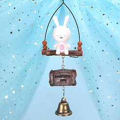 Кролик Смоляные колокольчики, наружные/домашние подвесные украшения с железным колокольчиком, белые, Картина кролика, 300 мм