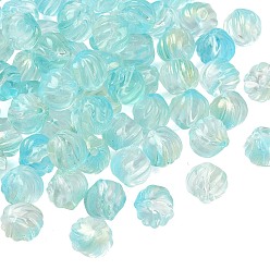Голубой Двухцветные прозрачные стеклянные бусины, тыква, с блеском порошок, голубой, 10~10.5x9~10 мм, отверстие : 1.4 мм, Около 833 шт / 1000 г