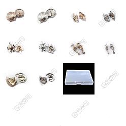 Mixed Shapes 40шт. 10 стили 1-отверстие пуговицы из сплава на хвостовике, разнообразные, 18~22x1.05~18 мм, 4 шт / стиль