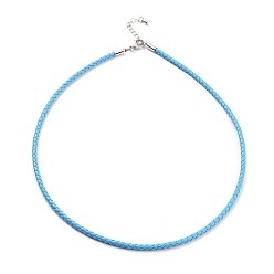 Небесно-голубой Изготовление плетеных круглых браслетов из искусственной кожи, с застежками-карабами из нержавеющей стали цветового тона из нержавеющей стали, голубой, 17-1/8 дюйм (43.6 см)