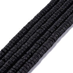 Schwarz Natürliche Lavasteinperlenstränge, heishi Perlen, Flache Runde / Scheibe, Schwarz, 8x2~3.5 mm, Bohrung: 1 mm, 15.16~15.35 Zoll (38.5~39 cm)