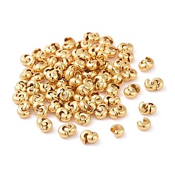 Golden 304 Stainless Steel Crimp Beads Covers, Golden, 5x4.5x3mm, Hole: 2mm