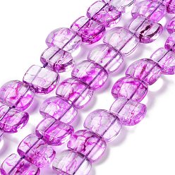 Magenta Transparent Glass Imitation Gemstone Beads Strands, Rectangle, Magenta, 17x12.5x7.5~8mm, Hole: 1.2mm, about 28pcs/strand, 13.78 inch(35cm)