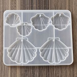 Shell Shape DIY силиконовые формы кулон, формы для литья смолы, для diy уф смолы, изготовление украшений из эпоксидной смолы, формы раковины, 126x153x12 мм, отверстие : 1.5~1.8 мм, Внутренние размеры: 31~56x33~62 mm