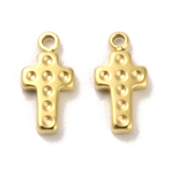 Real 14K Gold Plated 304 Stainless Steel Charms, Cross Charms, Real 14K Gold Plated, 12x6x1.8mm, Hole: 1.2mm