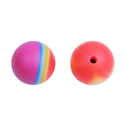 Colorful Round Food Grade Silicone Beads, Chewing Beads For Teethers, DIY Nursing Necklaces Making, Colorful, 15mm