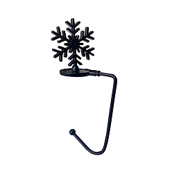 Electrophoresis Black Iron & Alloy Hook Hangers, Mantlepiece Sock Hanger, for Christmas Ornaments, Snowflake, Electrophoresis Black, 135mm