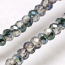 Light Grey Electroplate Glass Beads Strands, Half Rainbow Plated, Faceted, Rondelle, Light Grey, 2.5x2mm, Hole: 1mm, about 160~165pcs/strand, 15.35 inch~15.75 inch(39~40cm)