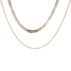 golden Fashionable Fishbone Chain with Sparkling Sequins - Short Lockbone Necklace, Collarbone Chain.