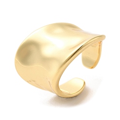 Real 18K Gold Plated Brass Open Cuff Rings, Wide Band Rings, Real 18K Gold Plated, US Size 7 1/4(17.5mm)