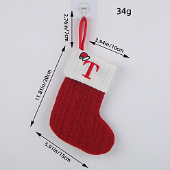 FF1-20/T Classic Red Letter Christmas Stocking Knit Decoration Festive Holiday Ornament