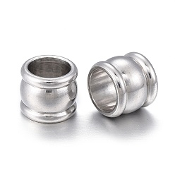 Stainless Steel Color 201 Stainless Steel European Beads, Large Hole Beads, Column, Stainless Steel Color, 7x6mm, Hole: 5mm