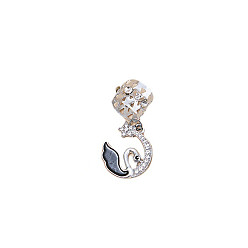 Silver Swan Matal Dreadlocks Beads, Braiding Hair Pendants Decoration Clips, Silver, 38x18mm