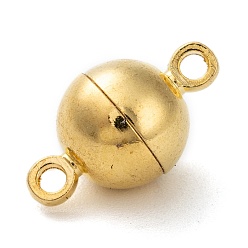 Golden Brass Magnetic Clasps with Loops, Round, Golden, 14x8mm, Hole: 1.5mm