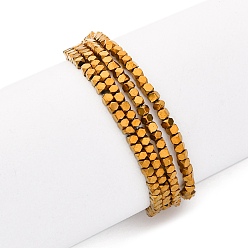 с Золотистым Покрытием Гальванические немагнитных гематит бисер пряди, граненые, кубические, с золотым покрытием, 1.5x1.5x1.5 мм, отверстие : 0.5 мм, около 269~275 шт / нитка, 15.94'' (40.5 см)