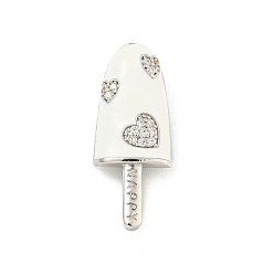Белый Стойка металлическая латунная микропрофилированная кубическая циркония подвески, с эмалью, долговечный, без кадмия и без свинца, платина, мороженое, белые, 25.5x10.5x7 мм, отверстие : 6.5x2.5 мм