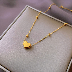 Real 18K Gold Plated Heart Pendant Necklaces, Titanium Steel Cable Chain Necklace for Women, Real 18K Gold Plated, 17.72 inch(45cm)