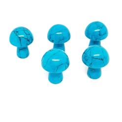 Synthetic Turquoise Synthetic Turquoise Mushroom Figurines, for Home Office Desktop Feng Shui Ornament, 20mm