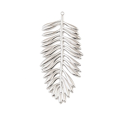 Нержавеющая Сталь Цвет 304 подвески из нержавеющей стали, металлические подвески в виде листьев, цвет нержавеющей стали, 61.5x27.5x1.5 мм, отверстие : 1.6 мм