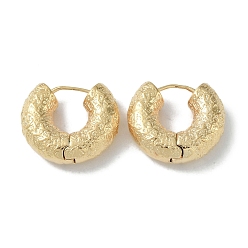 Настоящее золото 18K Текстурные кольца, латунные серьги-кольца для женщин, реальный 18 k позолоченный, 22x8 мм