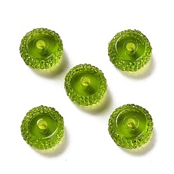 Yellow Green Transparent Resin Beads, Textured Rondelle, Yellow Green, 12x7mm, Hole: 2.5mm