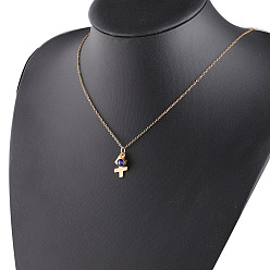 Sagittarius Rhinestone Constellation Pendant Necklace, Stainless Steel Jewelry for Women, Golden, Sagittarius, 17.72 inch(45cm)