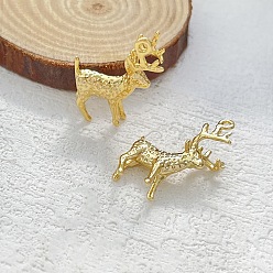 Golden Brass Deer Pendant, Golden, 19x14mm