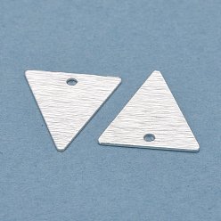 925 Sterling Silver Plated Brass Charms, Triangle, 925 Sterling Silver Plated, 13x12x0.5mm, Hole: 1.2mm