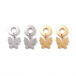 Mixed Color 304 Stainless Steel Butterfly Dangle Stud Earrings for Women, Mixed Color, 22.5mm, Pin: 0.8mm
