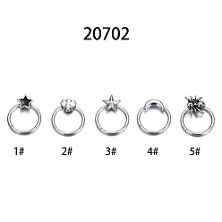 Серебро Хэллоуин кольца из нержавеющей стали для носа, серьги-кольца для хряща, цвет нержавеющей стали, луна, 10 мм, штифты : 1.2 мм