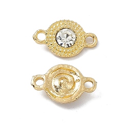 Golden Alloy Crystal Rhinestone Connector Charms, Flat Round Links, Golden, 9.5x15.5x5mm, Hole: 1.8mm