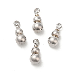 Stainless Steel Color Non-Tarnish 201 Stainless Steel Pendants, Gourd Charm, Stainless Steel Color, 14x6mm, Hole: 2mm