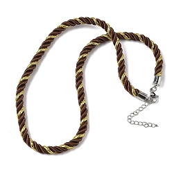 Кокосово-Коричневый 5мм нейлоновый витой шнур для изготовления ожерелий, с латунными выводами и 304 застежками из лобстера из нержавеющей стали, долговечный, стойки покрытие, платина, кокосового коричневый, 17.72~18.90 дюйм (45~48 см)