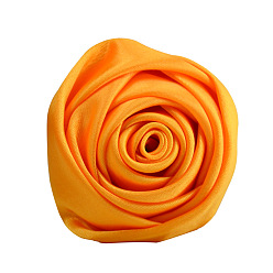 Темно-Оранжевый Атласная ткань ручной работы 3d цветок розы, аксессуары для украшения обуви, шапки, одежды своими руками, темно-оранжевый, 5.5 см
