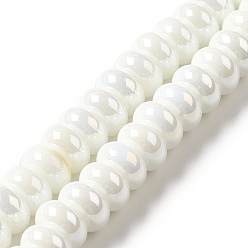 White Handmade Lampwork Beads Strands, Rondelle, White, 9~10x4.5~5mm, Hole: 2.5~3mm, about 68~71pcs/strand, 14.17~16.14 inch(36~41cm)