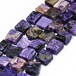 Charoite Natural Charoite Beads Strands, Square, 10~10.5x9~10x3.5~6mm, Hole: 0.9mm, about 34pcs/strand, 16.14 inch(41cm)