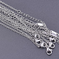 Stainless Steel Color 304 Stainless Steel Cable Chain Necklace, Stainless Steel Color, 15.75 inch(40cm), Wide: 1.5mm