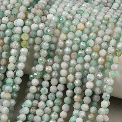 Изумруд Натуральные изумрудные бисерные пряди, круглые, граненые, 3 мм, отверстие : 0.7 мм, около 136 шт / нитка, 14.96~15.35 дюйм (38~39 см)