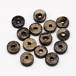 Coconut Brown Dyed Donut Coconut Beads, Coconut Brown, 9x2~5mm, Hole: 2mm, about 1612pcs/500g